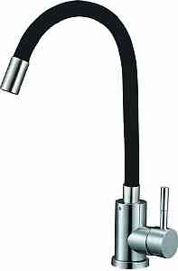КУХНЯ  SOLONE   EZA4-F090KB с ЦВЕТНЫМ гибк. изл., ø35, нерж. сталь, гайка ЧЕРНЫЙ
